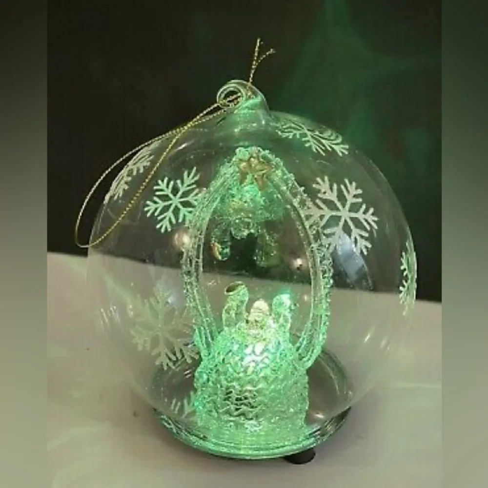 Robert Stanley Glass Nativity Ornament with Color-Changing LED